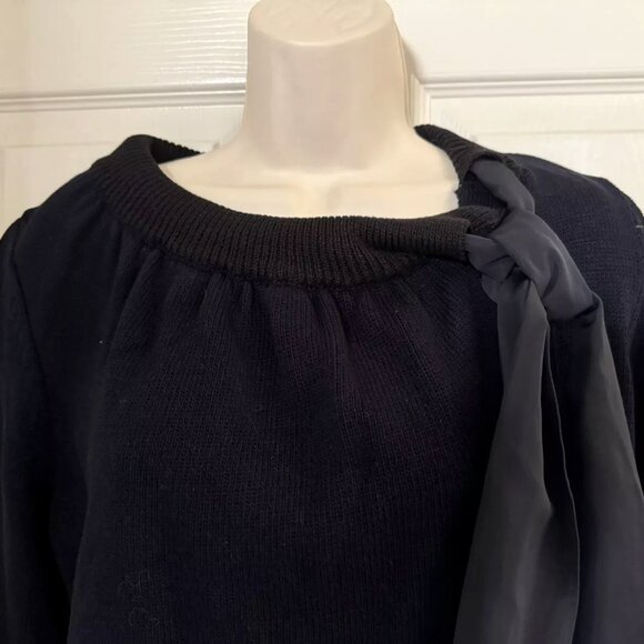 NWT COS Bow Tie Side Buttons Knit Top Sweater Black Stretchy Size S - Picture 7 of 7